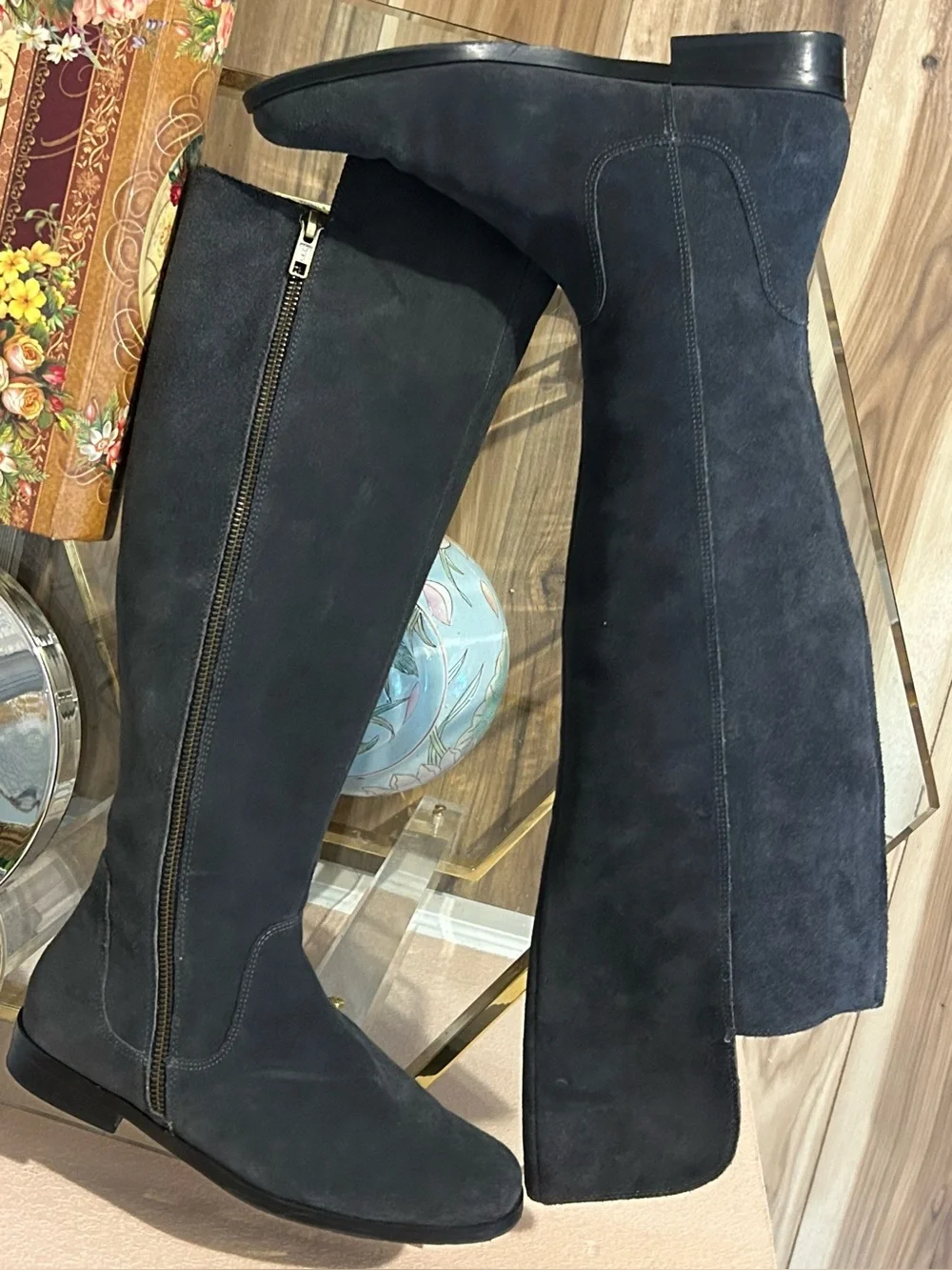 Corso Como Suede Over-the-Knee Zip Boots Size 6